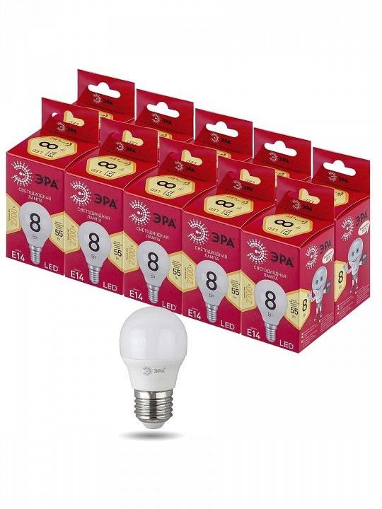 Лампа светодиодная Эра  E14 8Вт 2700K LED P45-8W-827-E14 R