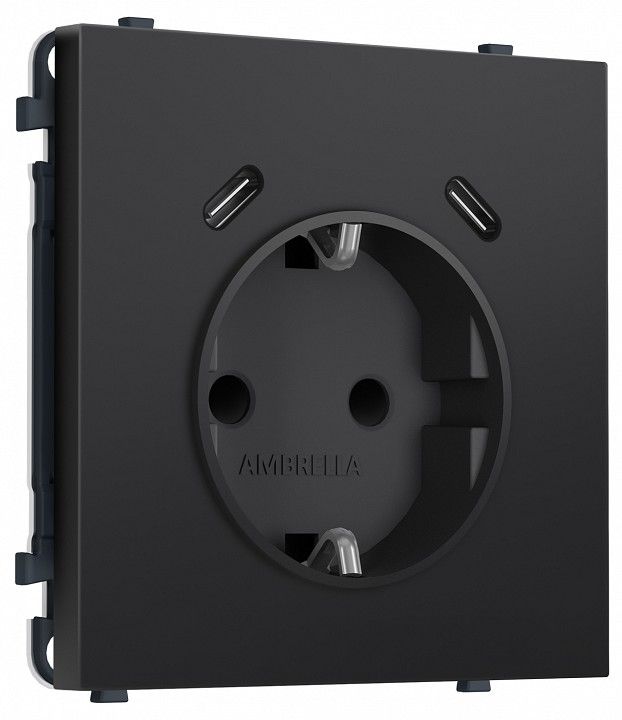 Розетка с заземлением и со шторкой и 2хUSB C, без рамки Ambrella Volt MS MS810510
