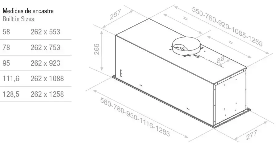 Встраиваемая вытяжка Pando EVO/780.11 INOX V.850 SEC