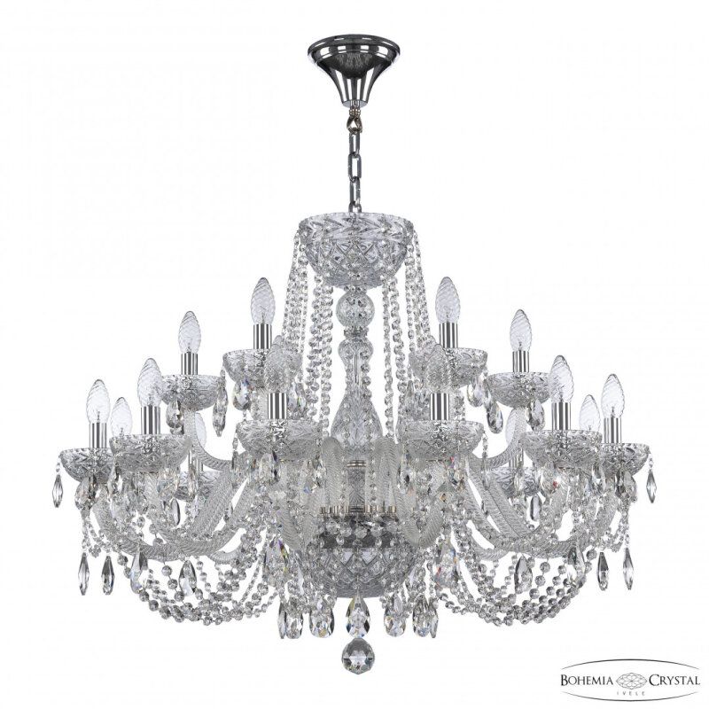 Подвесная люстра Bohemia Ivele Crystal 5402 5402/12+6/300 Ni Clear/M-1F