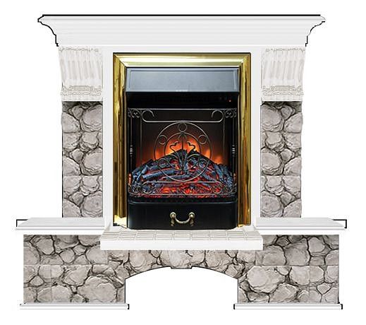 Комплект из электрокамина напольного и портала (122x40х108.5 см) Бостон К Карелия Majestic BR БК000100