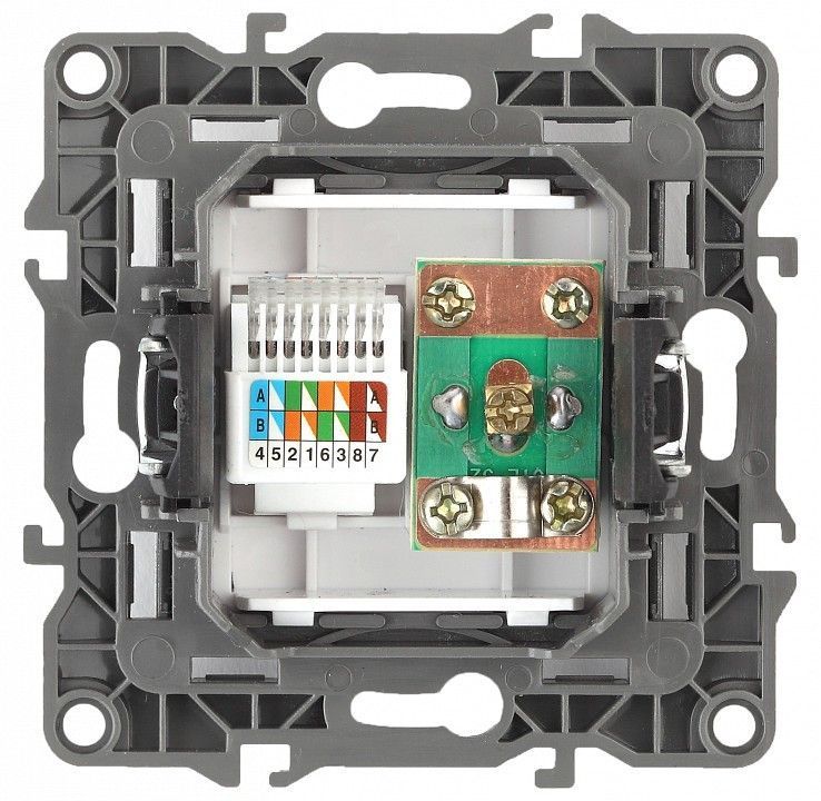 ТВ-розетка и розетка Ethernet RJ-45 без рамки Эра Эра 12 12-3110-06