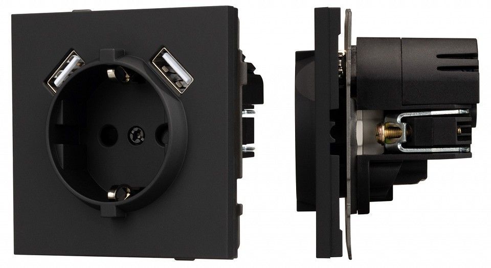 Розетка с заземлением и 2хUSB type A, без рамки Arlight SCT-TENDO 054603