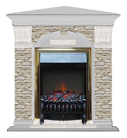 Комплект из электрокамина напольного и портала (106.5x81x98 см) Арочный ГО угл. Fobos BR АРУ00054