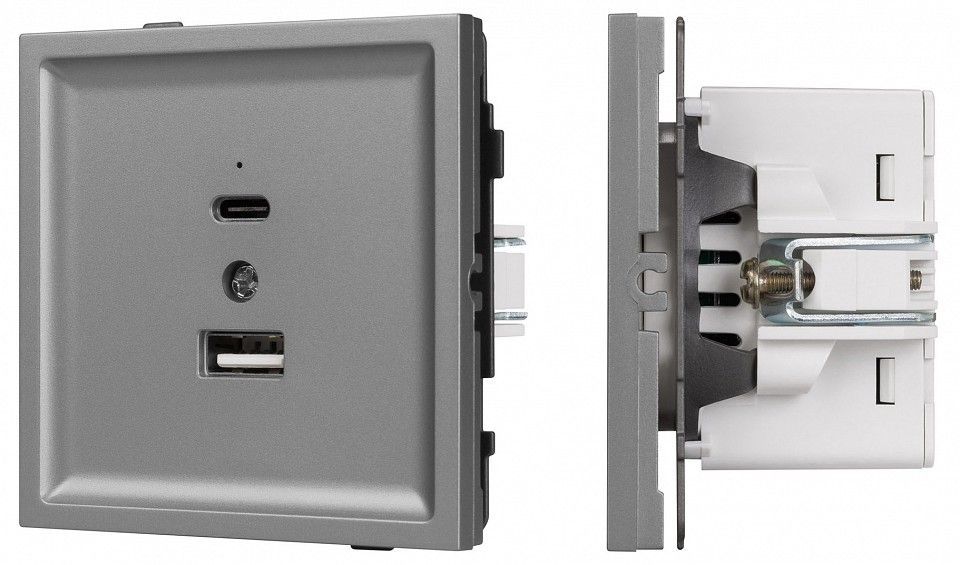 Розетка 2хUSB type A и C без рамки Arlight SCT-TENDO 054096