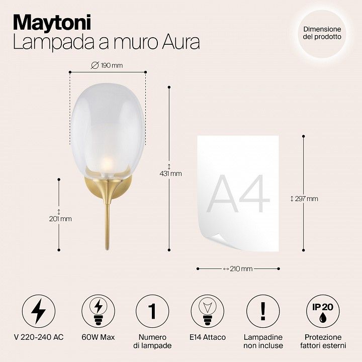 Бра Maytoni Аура MOD016WL-01BS