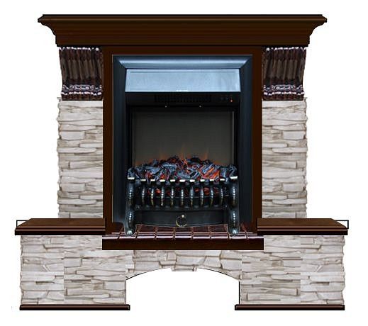 Комплект из электрокамина напольного и портала (122x40х108.5 см) Бостон К Мисхор Fobos BL БК000105