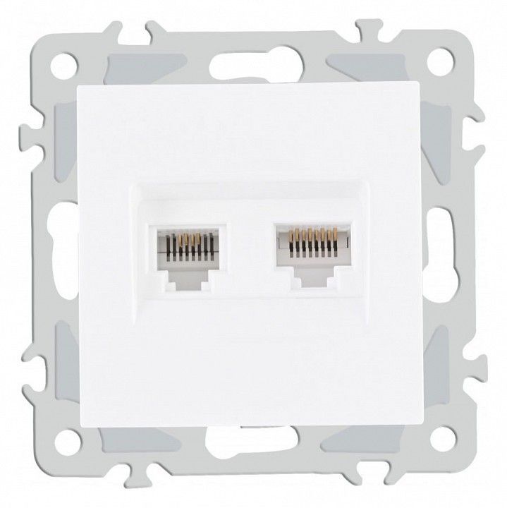 Розетка двойная RJ-11 и Ethernet RJ-45, без рамки Arte Milano am-206 206.44-1.white