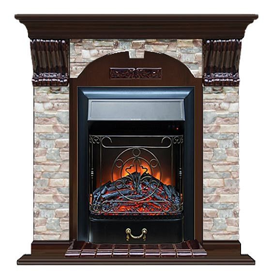 Комплект из электрокамина напольного и портала (106.5x36.5x98 см) Арочный ГЦ Majestic BL АР000067
