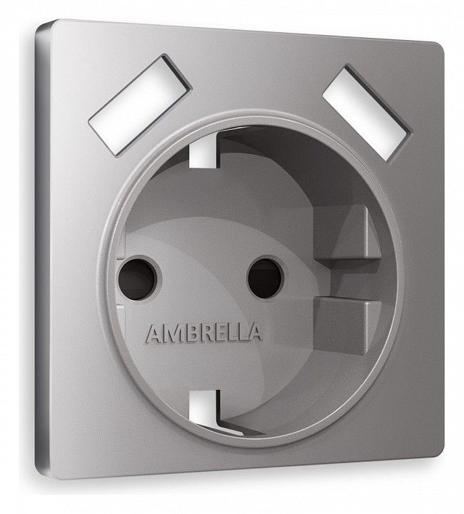 Накладка для розетки с заземлением и со шторками и 2хUSB type A Ambrella Volt ALFA AP5090
