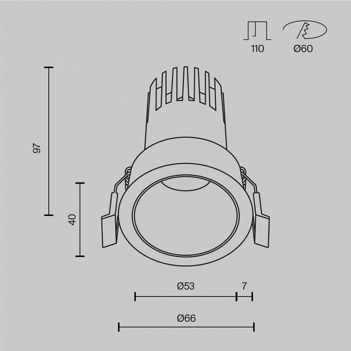 Встраиваемый светильник Maytoni Technical Омут DL116-10W-3K-B
