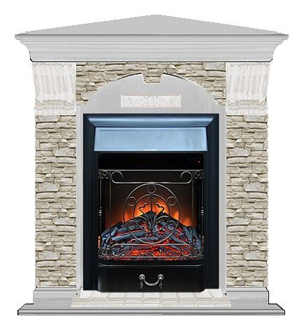 Комплект из электрокамина напольного и портала (106.5x81x98 см) Арочный ГО угл. Majestic BL АРУ00055