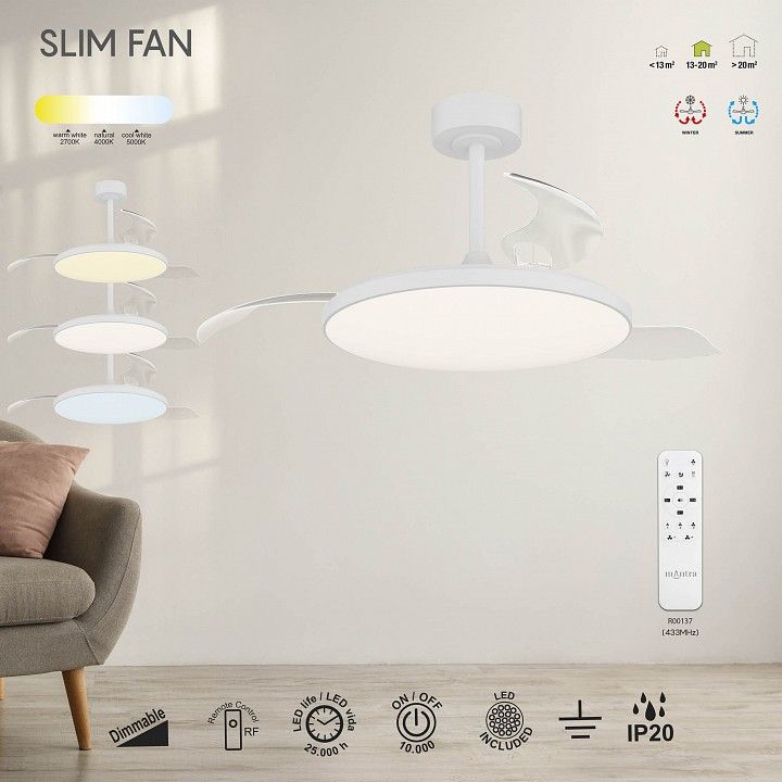 Светильник с вентилятором Mantra Slim Fan 9006