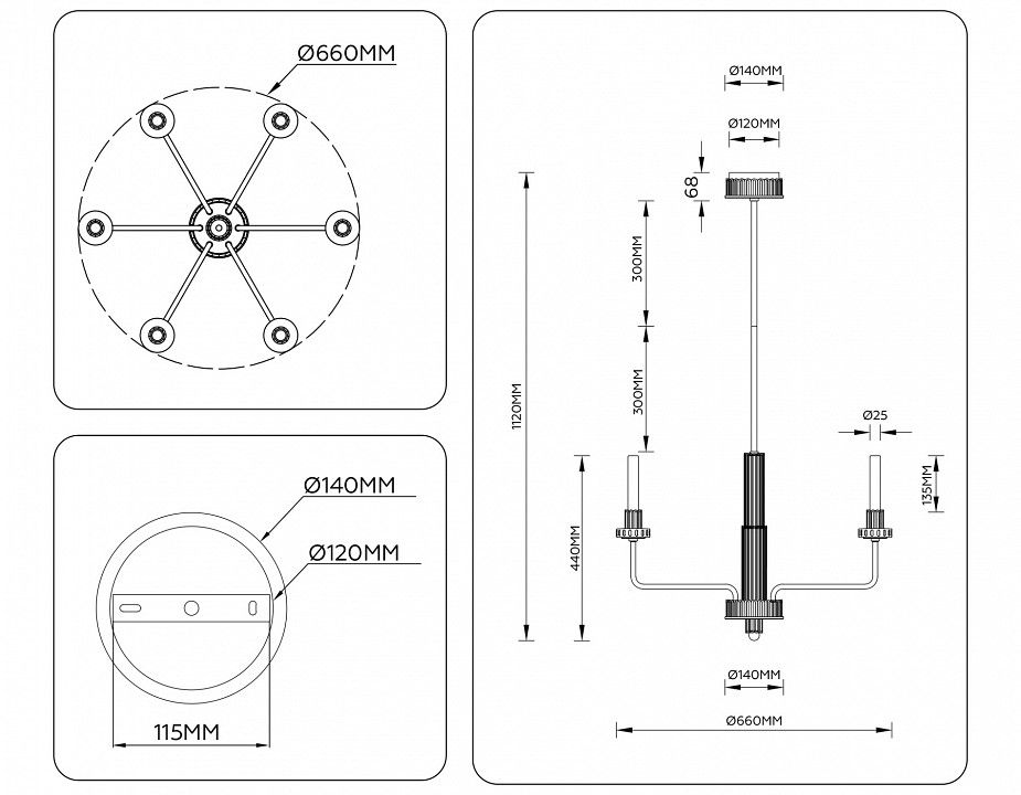 Люстра на штанге Ambrella Light LH LH53124