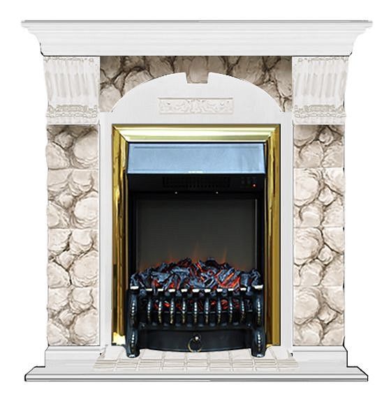 Комплект из электрокамина напольного и портала (106.5x36.5x98 см) Арочный Карелия Fobos BR АР000098