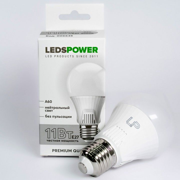 Лампа светодиодная LEDS POWER A60 E27 11Вт 4000K 006635