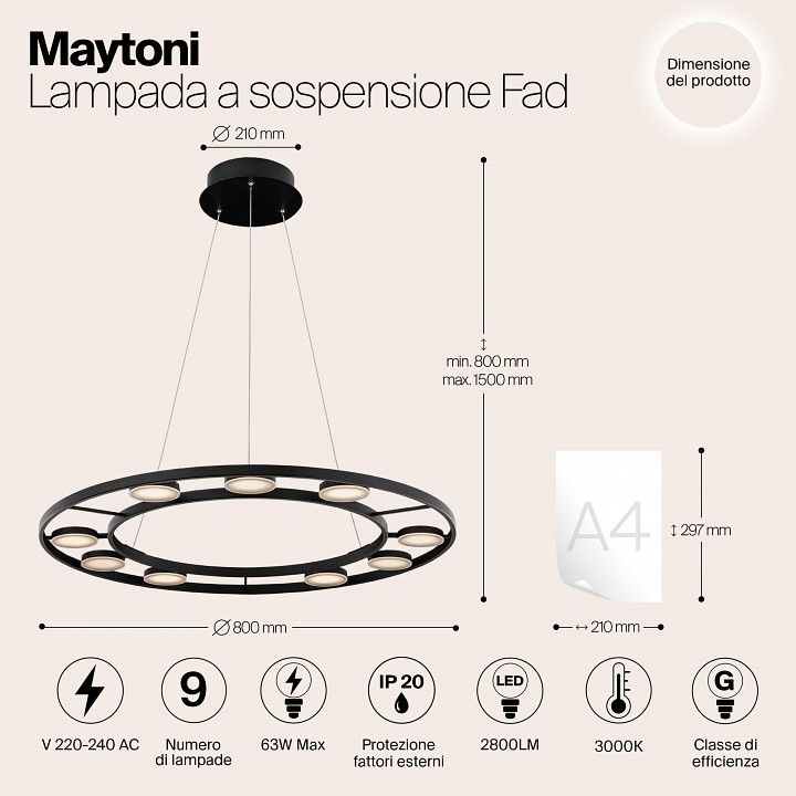 Подвесной светильник Maytoni ФАД MOD070PL-L63B3K