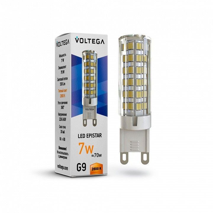 Лампа светодиодная Voltega  G9 7Вт 2800K 7036