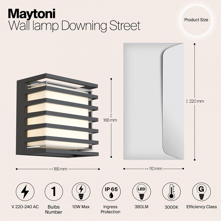 Накладной светильник Maytoni Outdoor Даунинг Стрит O020WL-L10B4K