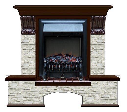 Комплект из электрокамина напольного и портала (122x40х108.5 см) Бостон К ГО Fobos BL БК000045