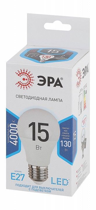 Лампа светодиодная Эра Стандарт E27 15Вт 4000K LED A60-15W-840-E27