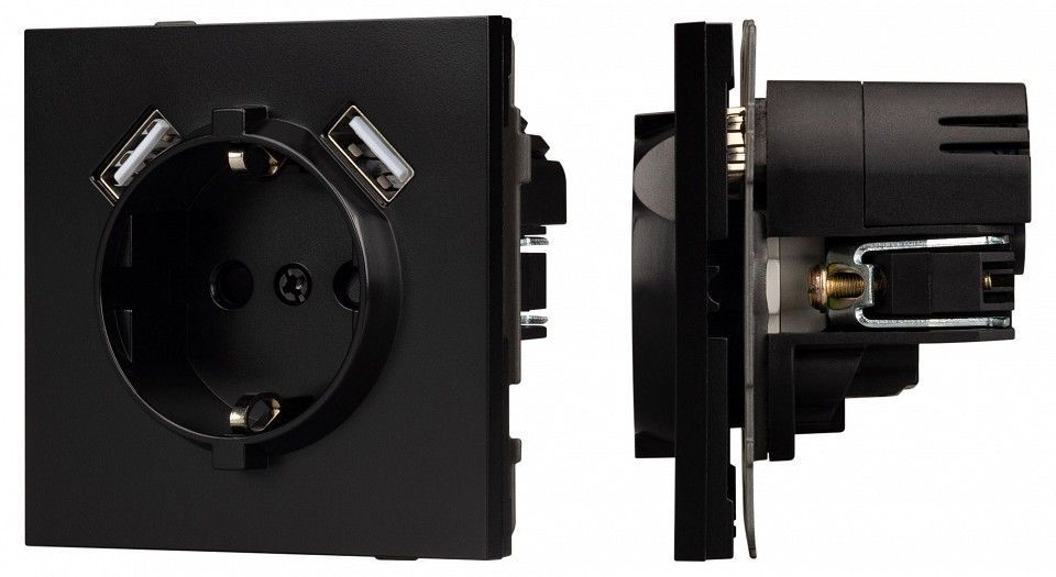 Розетка с заземлением и 2хUSB type A, без рамки Arlight SCT-TENDO 054083