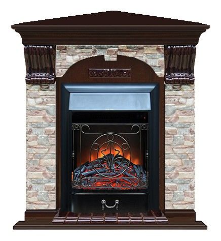 Комплект из электрокамина напольного и портала (106.5x81x98 см) Арочный ГЦ угл. Majestic BL АРУ00067