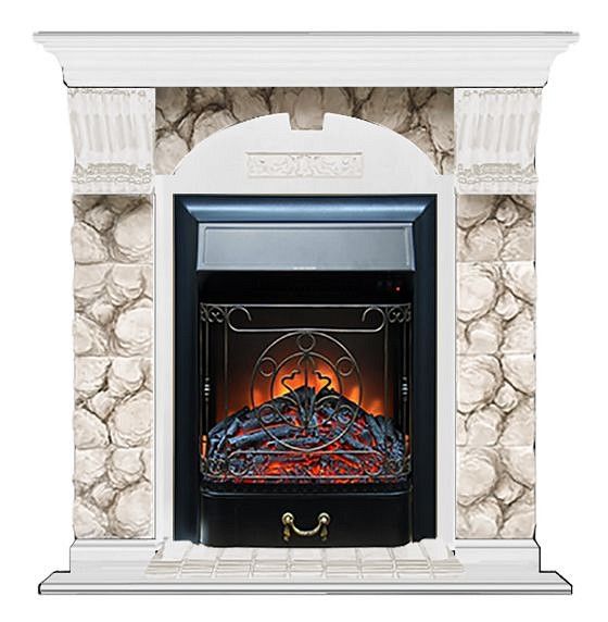 Комплект из электрокамина напольного и портала (106.5x36.5x98 см) Арочный Карелия Majestic BL АР000099