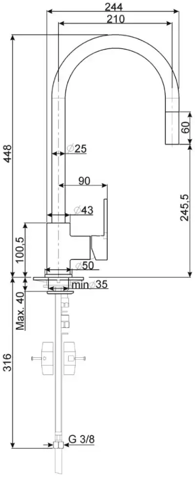 Смеситель Smeg MID2CR