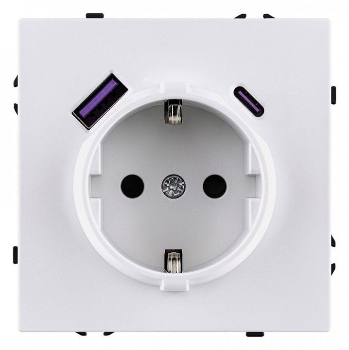 Розетка с заземлением и со шторкой и 2хUSB type A и C, без рамки Kollinger Eclipse EC-016WG