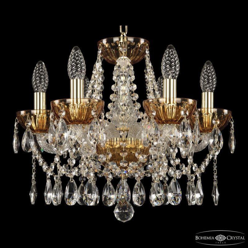 Подвесная люстра Bohemia Ivele Crystal 5413 5413/6/141 G Amber/M-1H