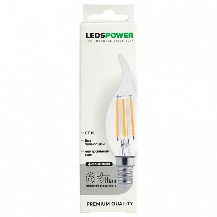 Лампа светодиодная LEDS POWER CT35 E14 6Вт 4000K 007106