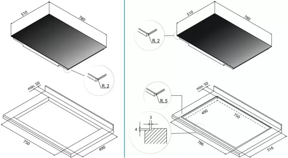 Варочная панель Falmec PIANO INDUZIONE (78 х 51)