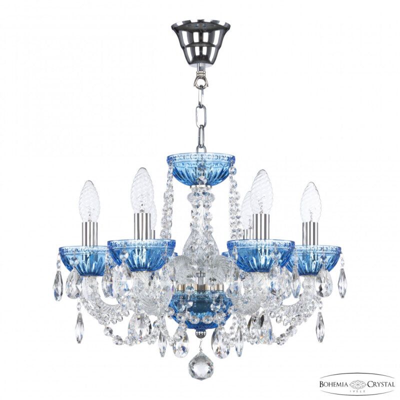 Подвесная люстра Bohemia Ivele Crystal 5402 5402/6/141 Ni Aquamarine/M-1G