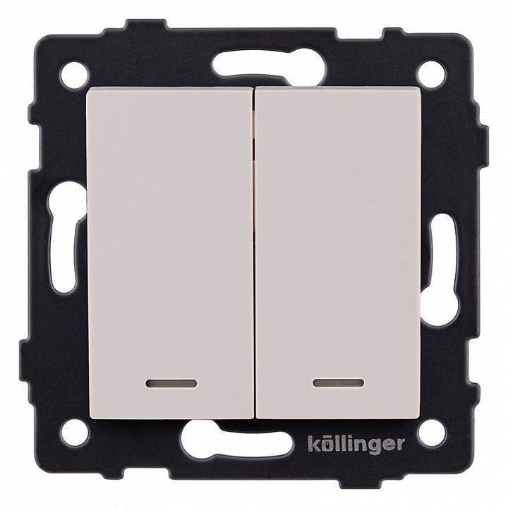 Выключатель двухклавишный с подсветкой без рамки Kollinger  REA-S-014CM