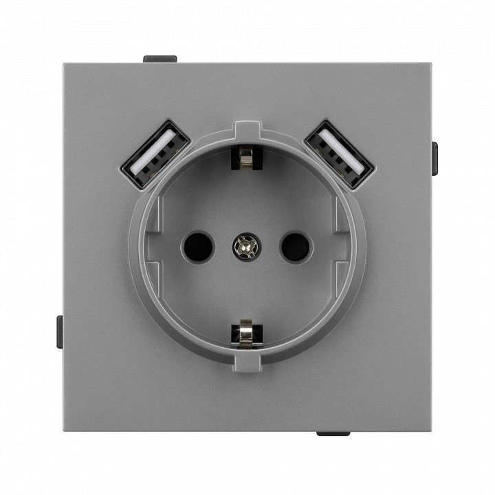 Розетка с заземлением и 2хUSB type A, без рамки Arlight SCT-TENDO 054084