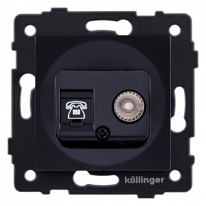 Розетка двойная RJ-11 и Ethernet RJ-45, без рамки Kollinger  REA-013BK