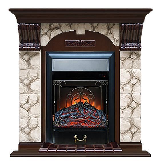Комплект из электрокамина напольного и портала (106.5x36.5x98 см) Арочный Карелия Majestic BL АР000087