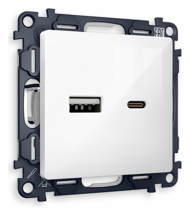 Розетка 2хUSB type A и C без рамки Ambrella Volt ALFA MA111010
