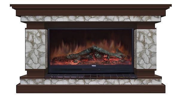 Комплект из электрокамина напольного и портала (143x45x82.5 см) Лорд Карелия Premier S86 ЛО000002