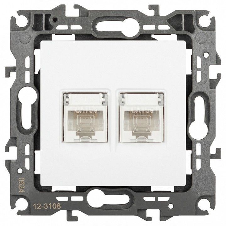 Розетка двойная Ethernet RJ-45 без рамки Эра Эра 12 12-3108-01М
