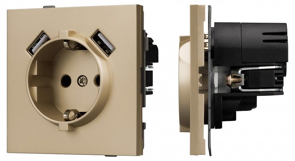 Розетка с заземлением и 2хUSB type A, без рамки Arlight SCT-TENDO 054604
