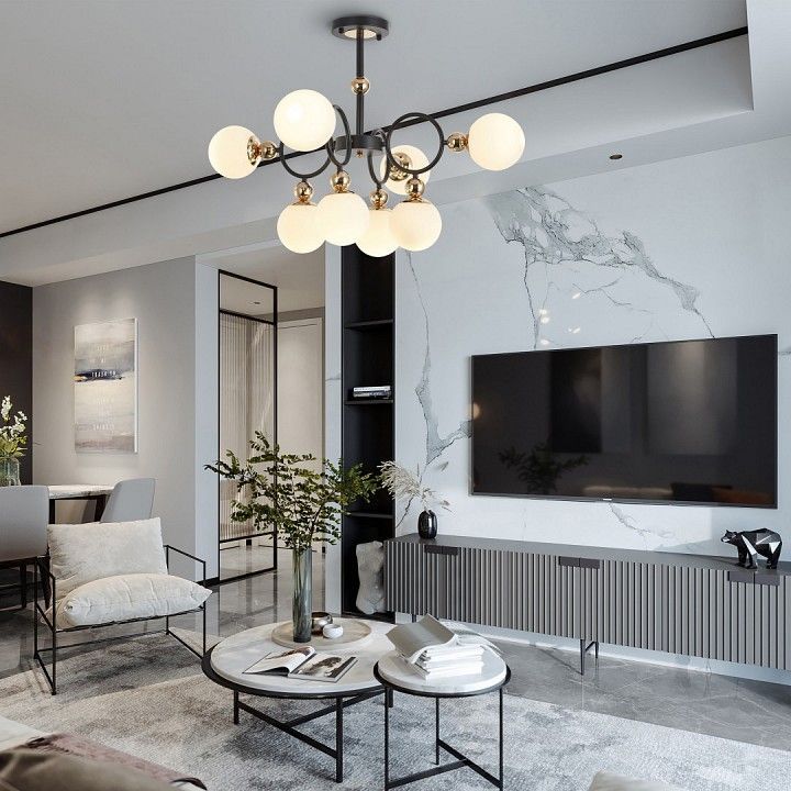 Люстра на штанге Arte Milano Neapolis-73808 274307/8 BK/GD