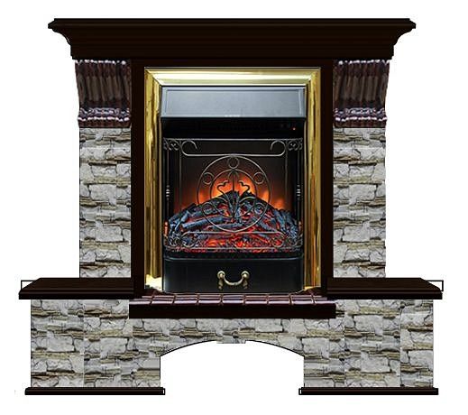 Комплект из электрокамина напольного и портала (122x40х108.5 см) Бостон К Алтай Majestic BR БК000004