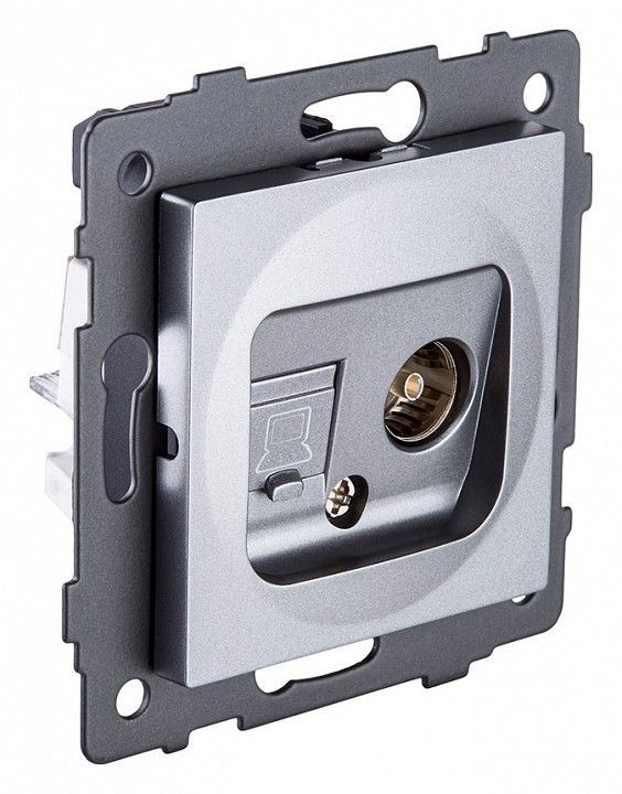 ТВ-розетка и розетка Ethernet RJ-45 без рамки Kollinger  REA-012GY