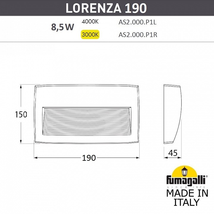 Накладной светильник Fumagalli LORENZA AS2.000.000.BXK1L