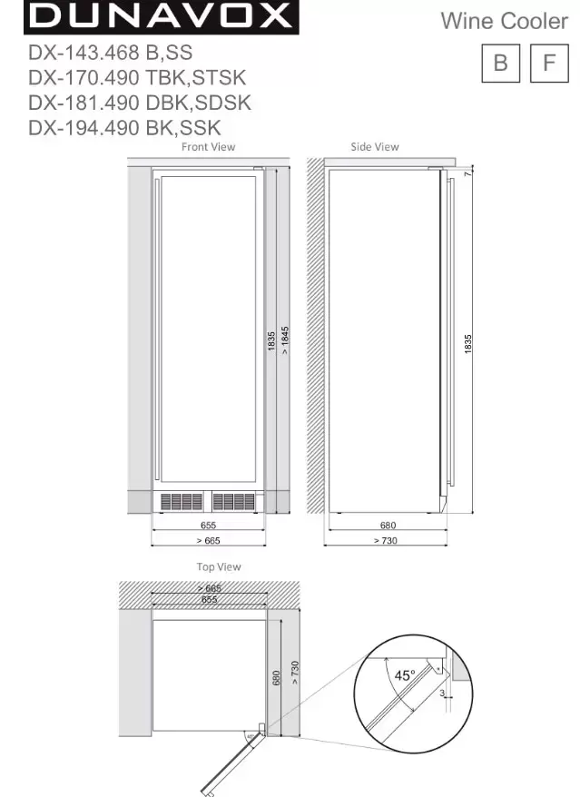 Винный шкаф Dunavox DX-143.468B