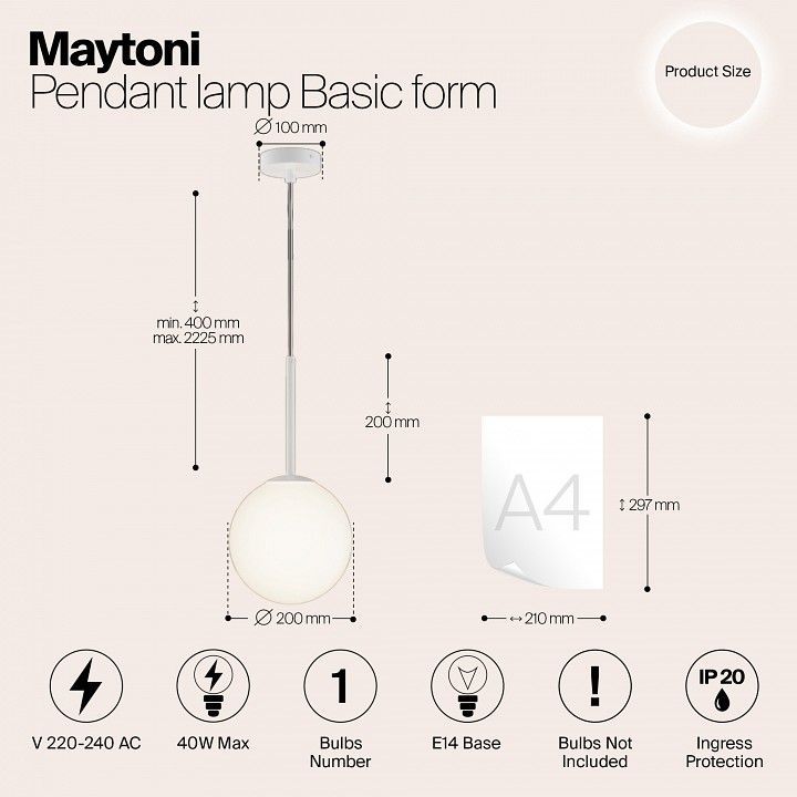 Подвесной светильник Maytoni Базовая форма MOD321PL-01W1