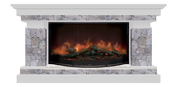 Комплект из электрокамина напольного и портала (143x45x80 см) Брайтон Марсель Rondo 86 БР000025