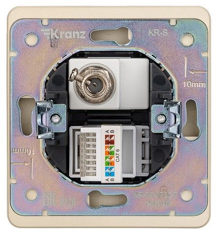 ТВ-розетка и розетка Ethernet RJ-45 без рамки Kranz ROUND KR-78-0722-7